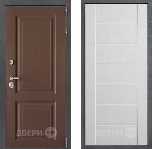 Входная металлическая Дверь Дверной континент ДК-3/729 ФЛ-Лайн Белое дерево