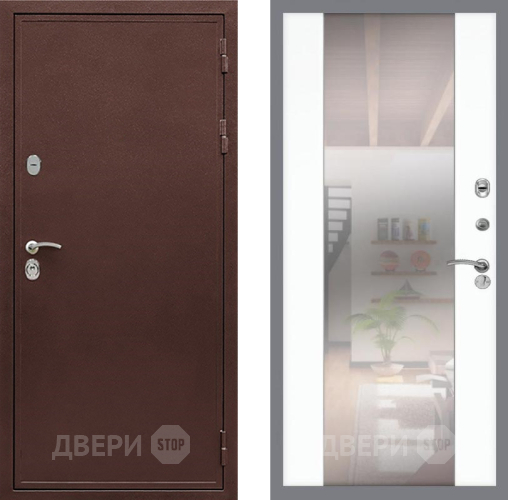 Дверь Рекс (REX) 5 металл 3 мм СБ-16 Зеркало Силк Сноу